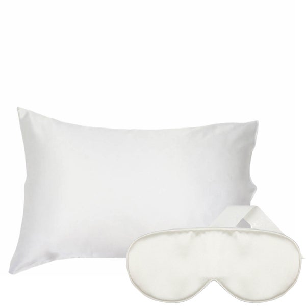The Goodnight Co. Silk Sleep Mask and Queen Size Pillowcase - White