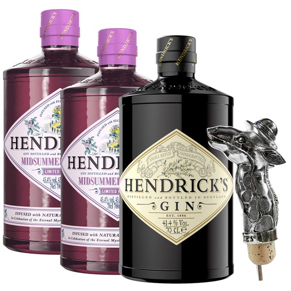 Hendrick's Midsummer Solstice & Hendrick's Original Gin Trio with Exclusive Hendrick's Giraffe Pourer