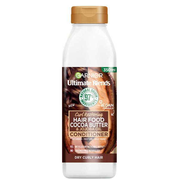 Revitalisant Ultimate Blends Hair Food au beurre de cacao Garnier pour cheveux sec et bouclés 350 ml