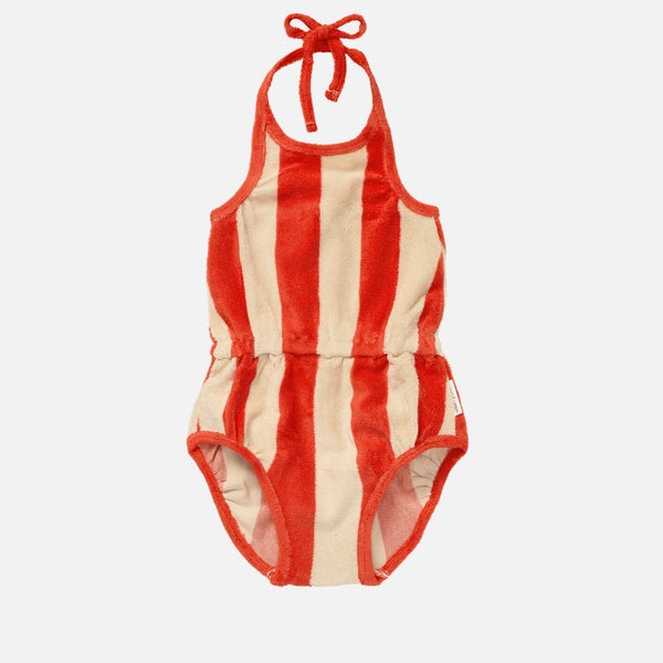 Sproet + Sprout Stripe Terry Bodysuit - Poppy Red Stripe