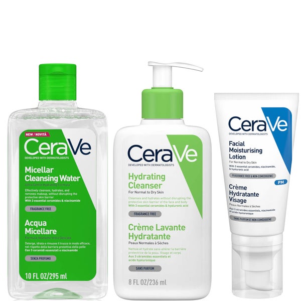 CeraVe Hydraterende 3 Stappen Dubbele Reiniging en Hydratatie Bundel