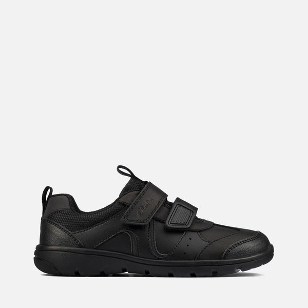 Clarks Kids' Scooter Run School Shoes - Black Leather