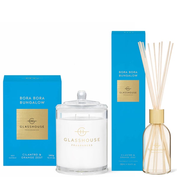 Glasshouse Fragrances Bora Bora Bungalow Candle and Liquid Diffuser
