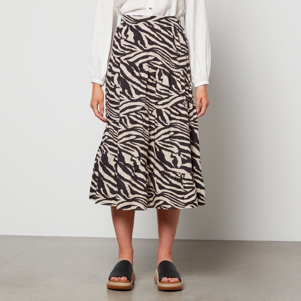 Whistles Women's Zebra Print Tiered Skirt - Black/Multi
