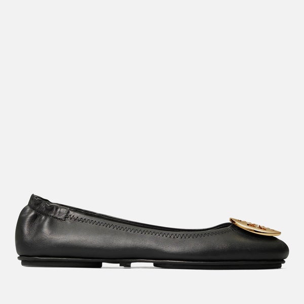 Tory Burch Women's Minnie Travel Leather Ballet Flats - Black/Gold