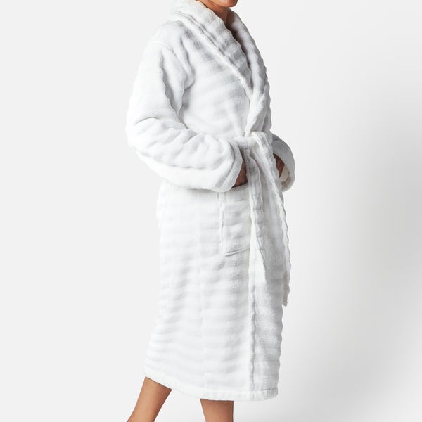 White Cotton Ribbed Bath Robe