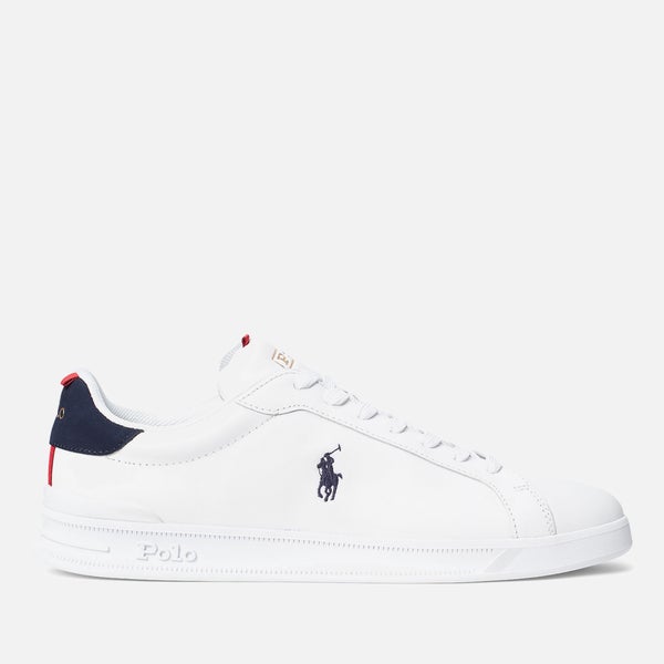 Polo Ralph Lauren Men's Heritage Court Premium Leather Cupsole Trainers - White/Navy/Red