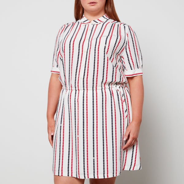 Tommy Hilfiger Women's Curve Knee Shirt Dress 1/2 - Polka Dot STP/White Ground