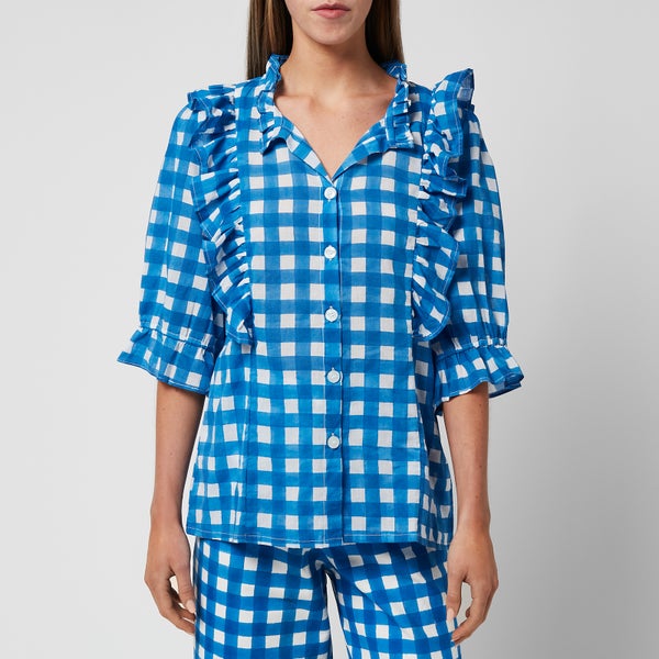 SZ Blockprints Women's Hartley Top - Blue Gingham