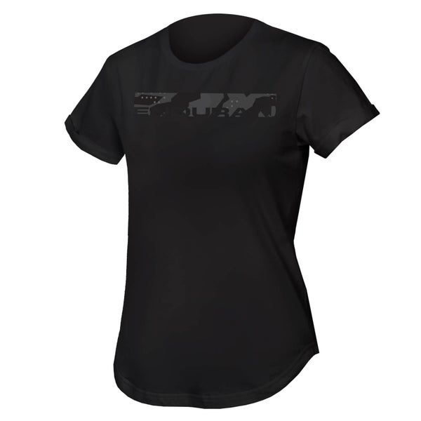 Femmes T-shirt coton biologique motif camouflage One Clan pour femme - Noir