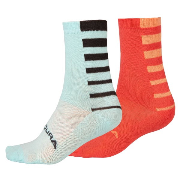 Women's Coolmax® Stripe Socks (Twin Pack) - Punch Pink