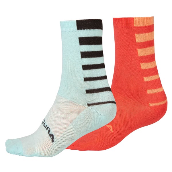 Coolmax® Stripe Socken (Zweierpack) für Damen - Punch Pink