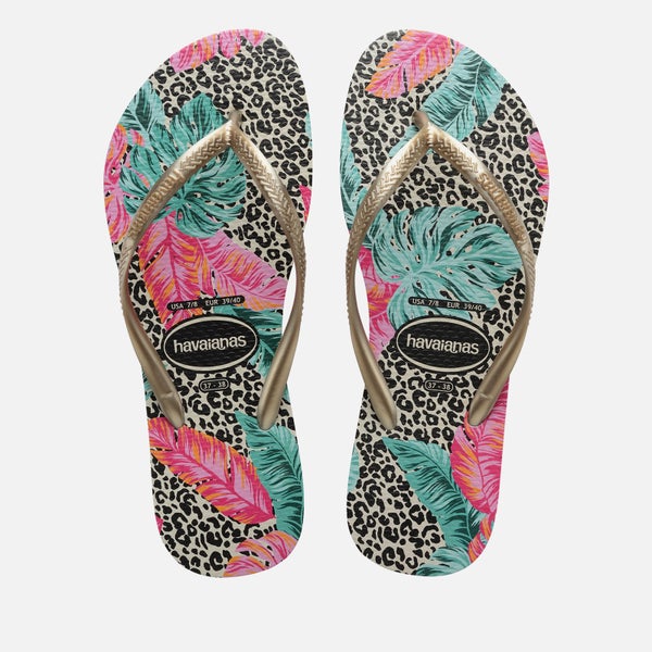Havaianas Women's Slim Animal Floral Flip Flops - Beige
