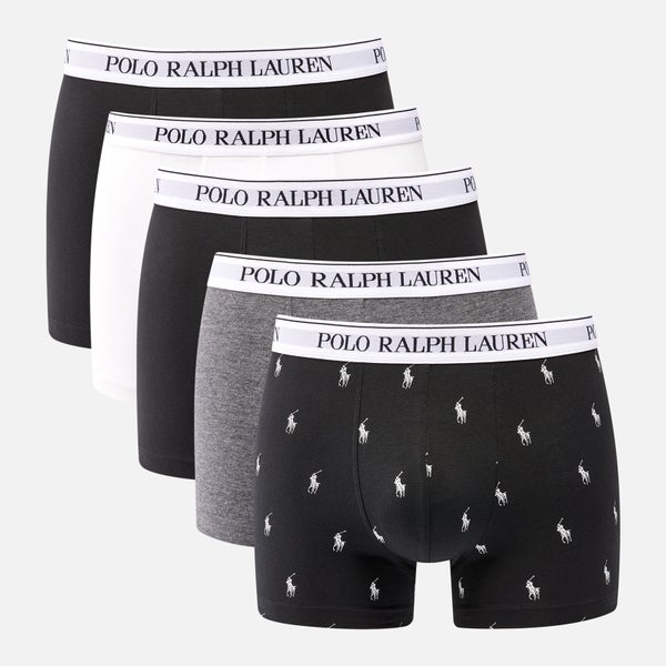 Polo Ralph Lauren Men's Classic 5 Pack Trunks - White/Black/Black/Charcoal Heather/Black PP