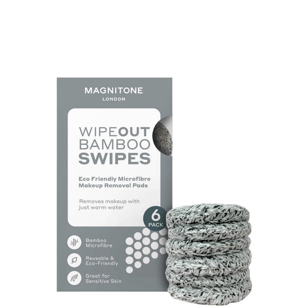 MAGNITONE Swipes 100% Microfibre Bamboo Makeup Remover Pads 6 Pack