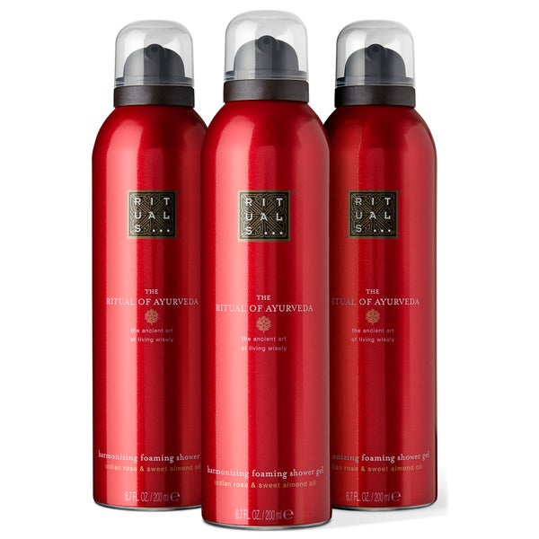 Rituals The Ritual of Ayurveda Sweet Almond & Indian Rose Foaming Body Wash Value Pack 3 x 200ml