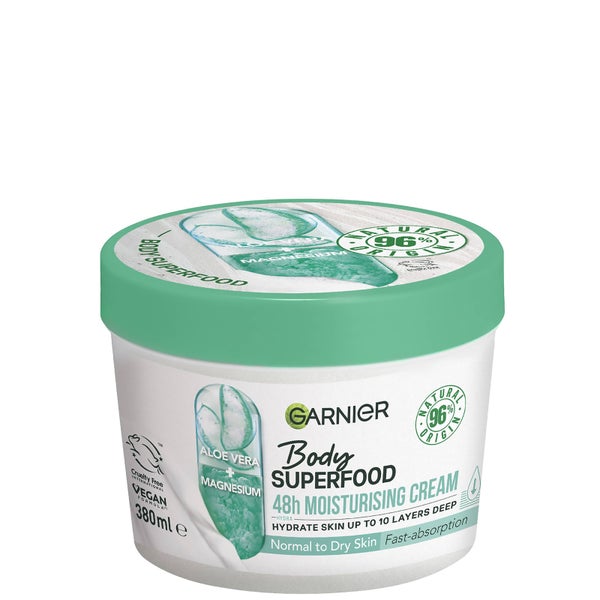 Crema corporal hidratante y calmante con aloe vera y magnesio Body Superfood de Garnier (380 ml)