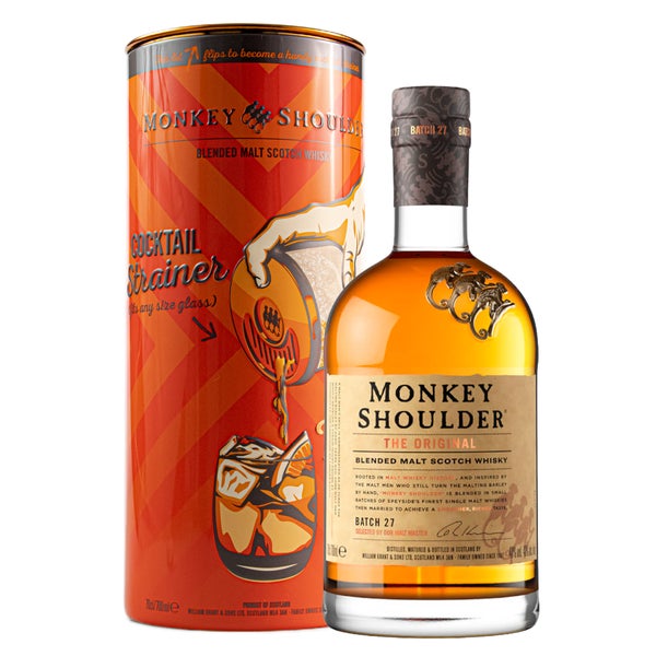 Monkey Shoulder 70cl Gift Set with Limited-Edition Metal Cocktail Strainer Tin