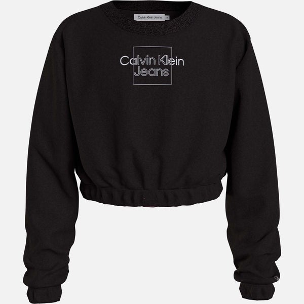 Calvin Klein Girls’ Metallic Logo Cotton-Jersey Cropped Jumper