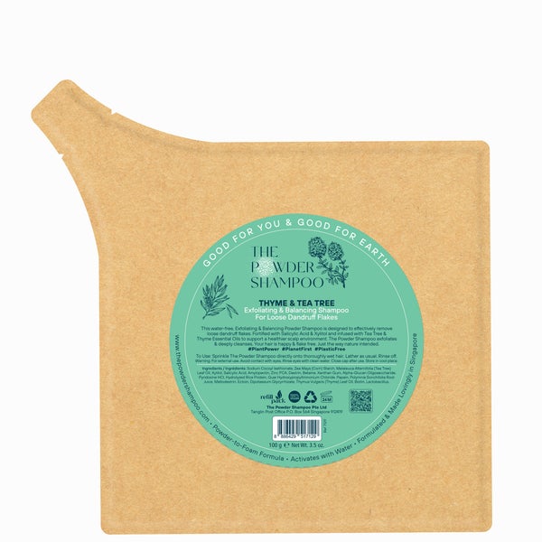 The Powder Shampoo Exfoliating & Balancing Shampoo 100g Refill Pack (Thyme & Tea Tree)