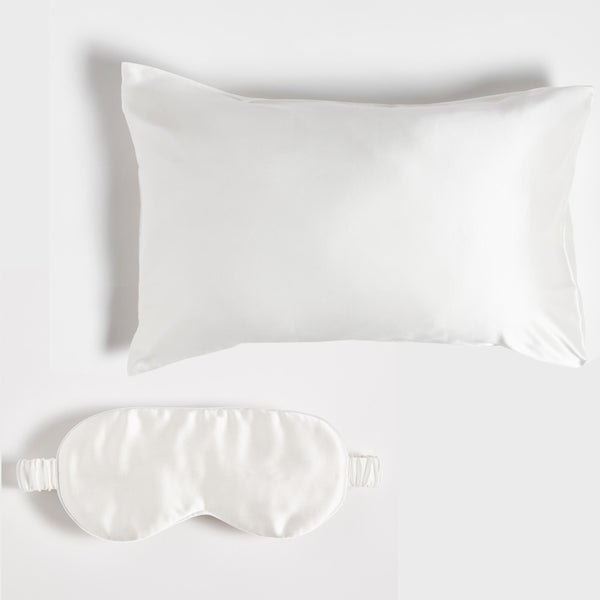 ïn home 100% Silk Pillowcase and Eye Mask Bundle - White