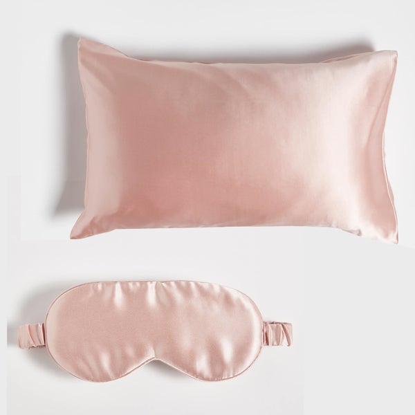 ïn home 100% Silk Pillowcase and Eye Mask Bundle - Pink