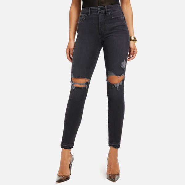 Good American Good Legs Ripped Stretch-Denim Skinny Jeans