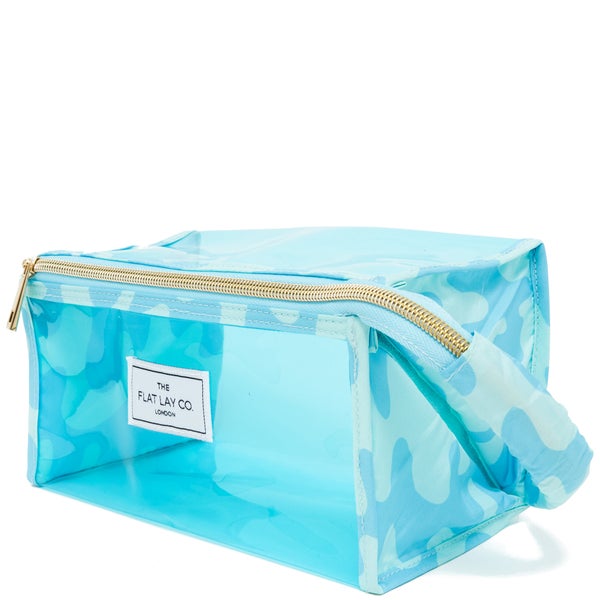 The Flat Lay Co. Open Flat Makeup Jelly Box Bag - Blue Drips