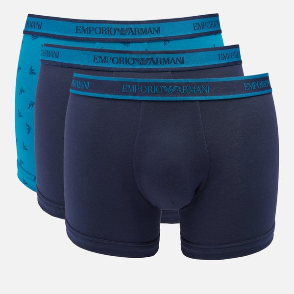 Emporio Armani Men's 3-Pack Core Logoband Boxer Shorts - Marine/Marine/Printed Topaz