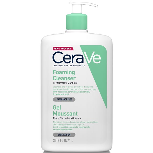 CeraVe Foaming Cleanser with Niacinamide for Normal to Oily Skin 1L