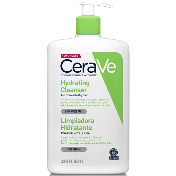 Limpiador hidratante con ácido hialurónico para pieles normales a secas de CeraVe (1000 ml)