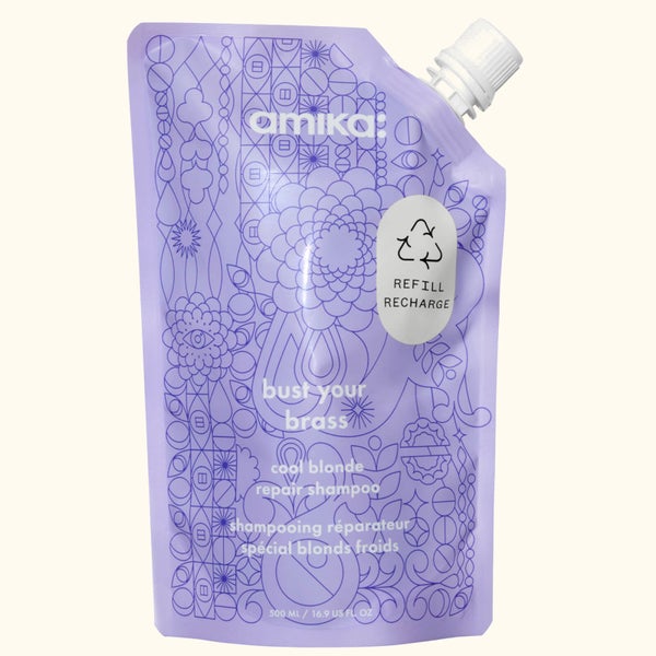 amika Bust Your Brass Cool Blonde Repair Shampoo Refillable Pouch 500ml