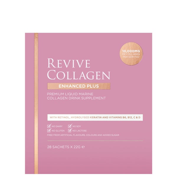 أكياس إنهانسيد بلاس تحتوي على 10,000 ملجم من سائل الكولاجين البحري المتحلل من Revive Collagen (14 يومًا)