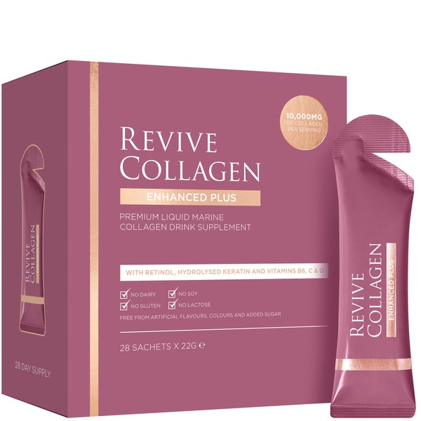 أكياس إنهانسيد بلاس تحتوي على 10,000 ملجم من سائل الكولاجين البحري المتحلل من Revive Collagen (28 يومًا)