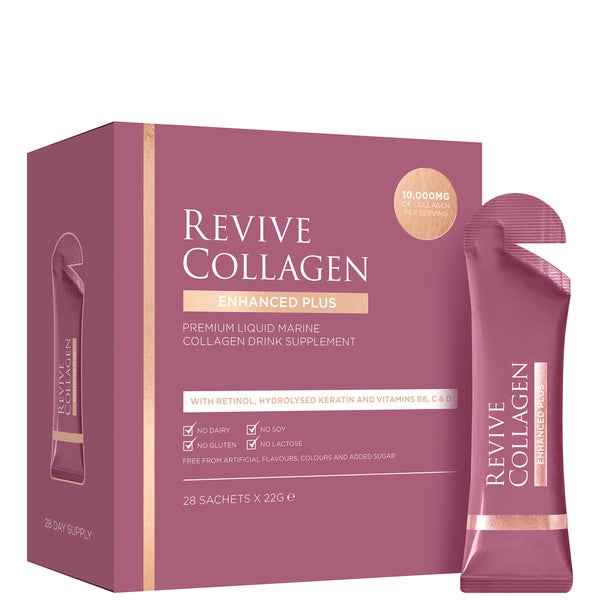 أكياس إنهانسيد بلاس تحتوي على 10,000 ملجم من سائل الكولاجين البحري المتحلل من Revive Collagen (28 يومًا)