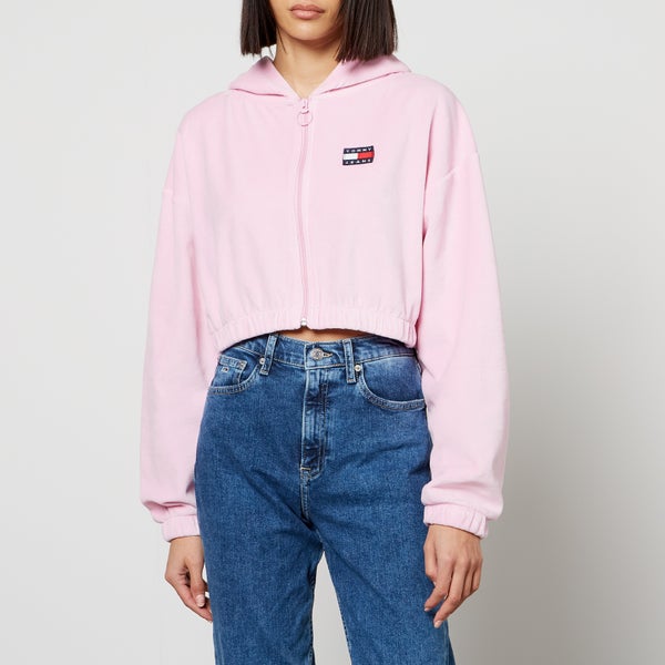 Tommy Jeans Cotton-Blend Velour Cropped Hoodie