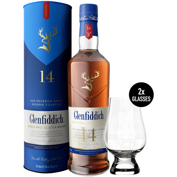 Glenfiddich 14 Year Old Tasting Set with 2 x Glencairn Whisky Glasses