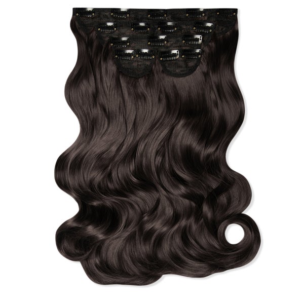 LullaBellz Super Thick 22" 5 Piece Natural Wavy Clip In Extensions Dark Brown