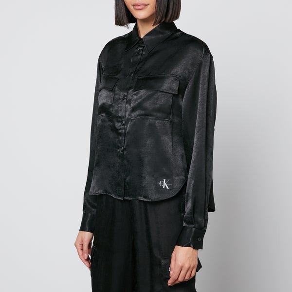 Calvin Klein Jeans Women's Satin Utility Shirt - Ck Black