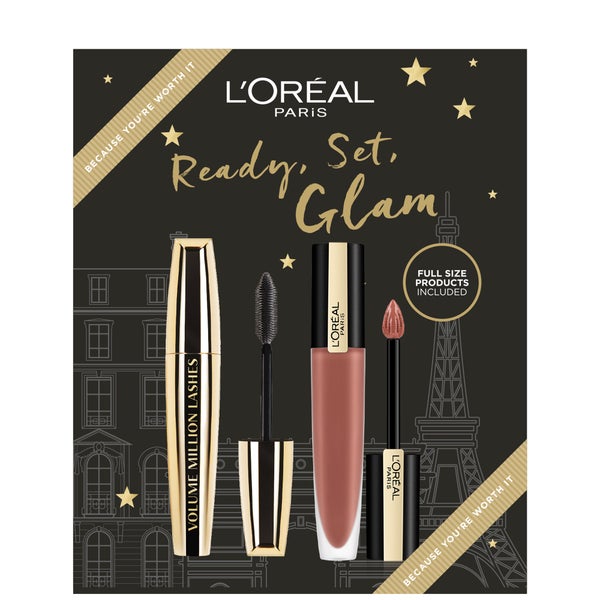 L'Oréal Paris Ready, Set, Glam Mascara and Lipstick Duo Gift Set (Worth £21.98)