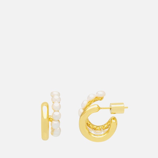 Estella Bartlett Double Illusion Gold-Tone and Pearl Hoop Earrings