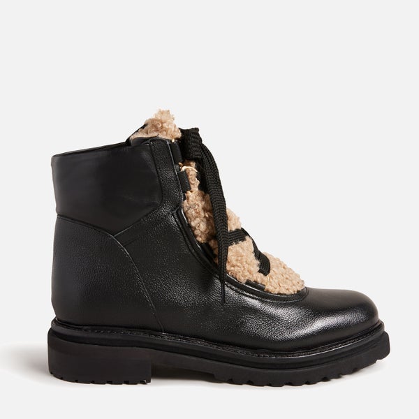 Ted Baker Mosie Leather and Faux Shearling-Blend Boots