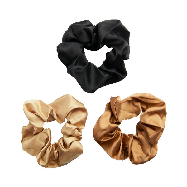 Revolution Haircare 3 Pack Satin Wide Scrunchie - Black/Blush/Nude