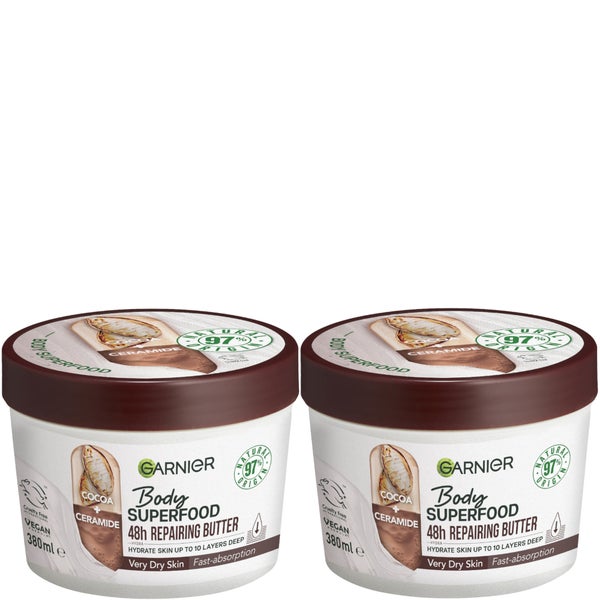 Garnier Body Superfood, Repairing Body Butter, With Cocoa and Ceramide, Body Butter for Very Dry Skin Duo
