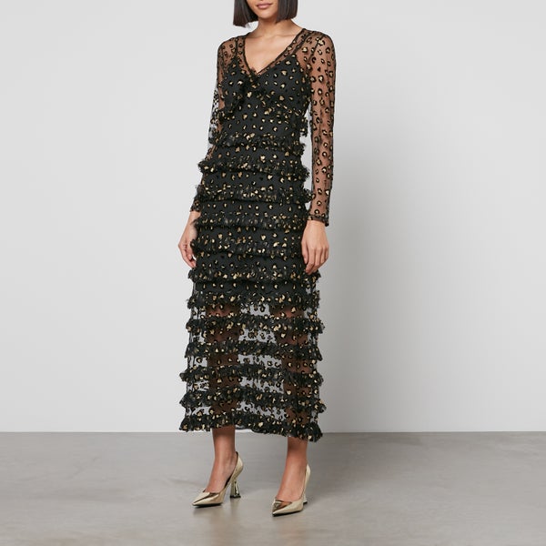 Never Fully Dressed Kate Leopard Tulle Maxi Dress