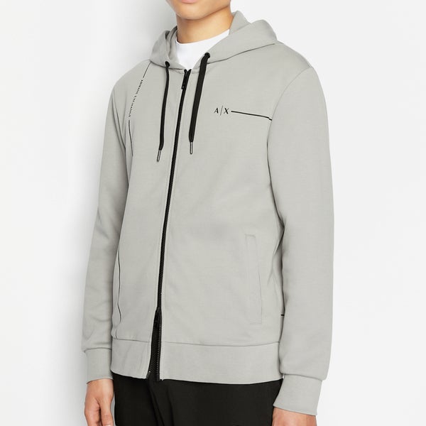Armani Exchange Logo-Print Cotton-Blend Zip-Up Hoodie