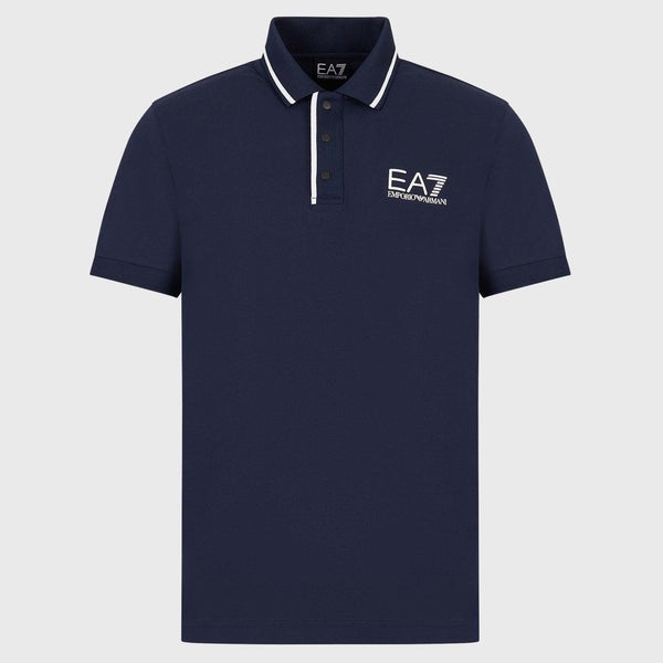 EA7 Logo-Print Cotton-Blend Polo Shirt
