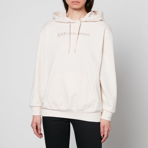 EA7 Train Shiny Cotton-Blend Jersey Hoodie