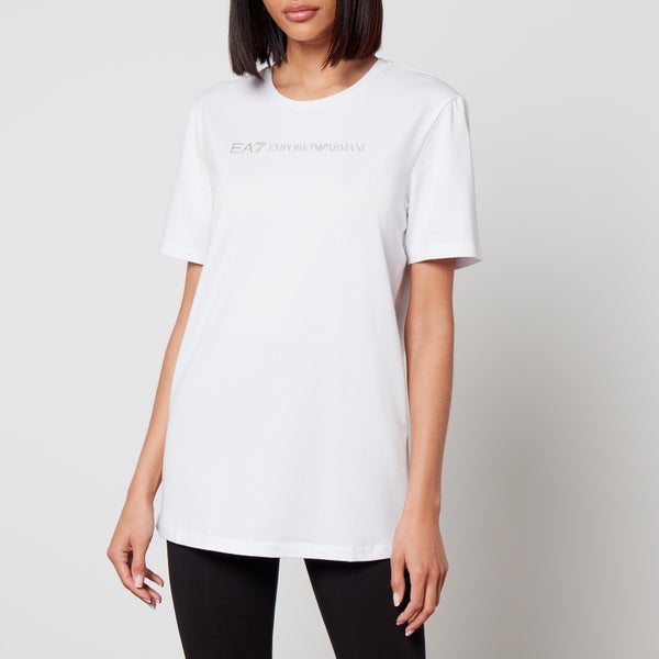 EA7 Train Shiny Logo-Printed Cotton-Jersey T-Shirt