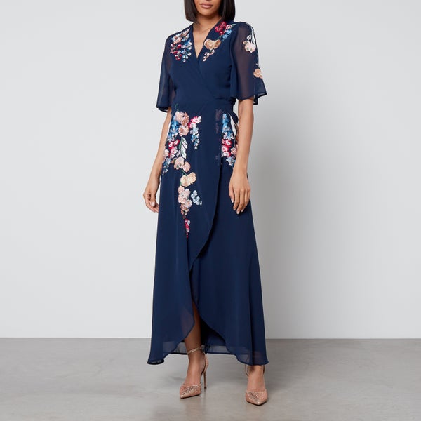 Hope & Ivy Gisela Embroidered Chiffon Midi Dress